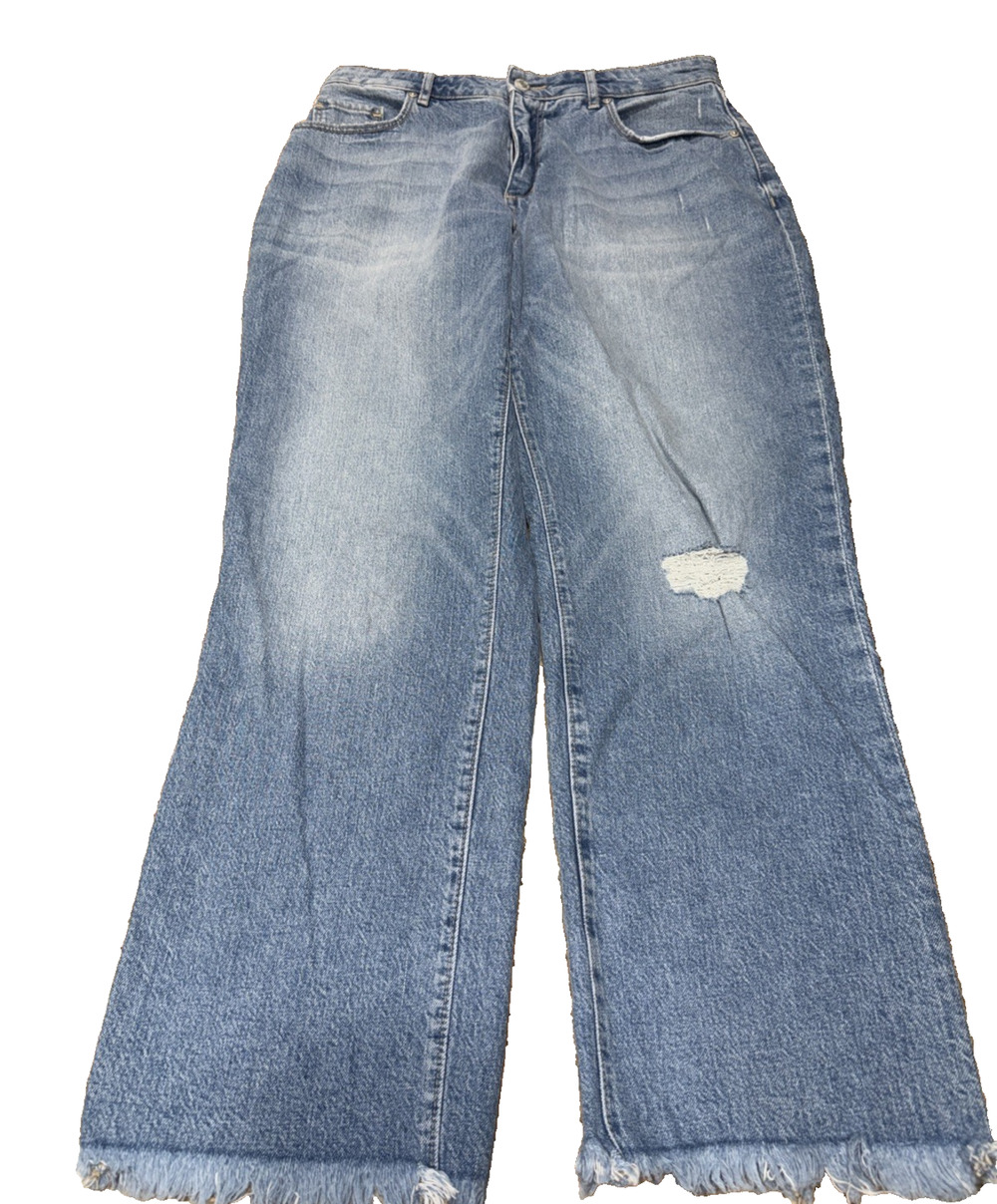 LOFT Curvy Straight Crop Jeans 28/6 High Rise Distressed Raw Hem
